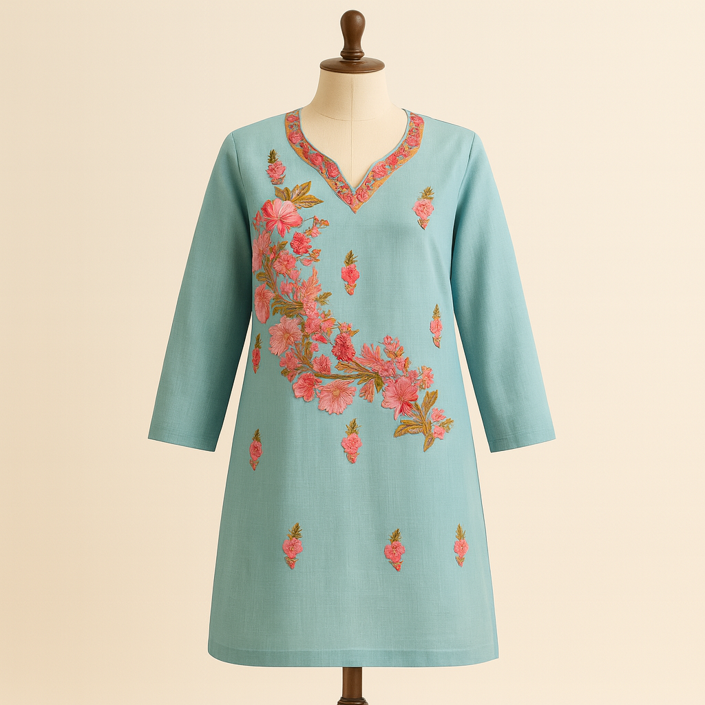 Ruby Cotton Embroidered Suit